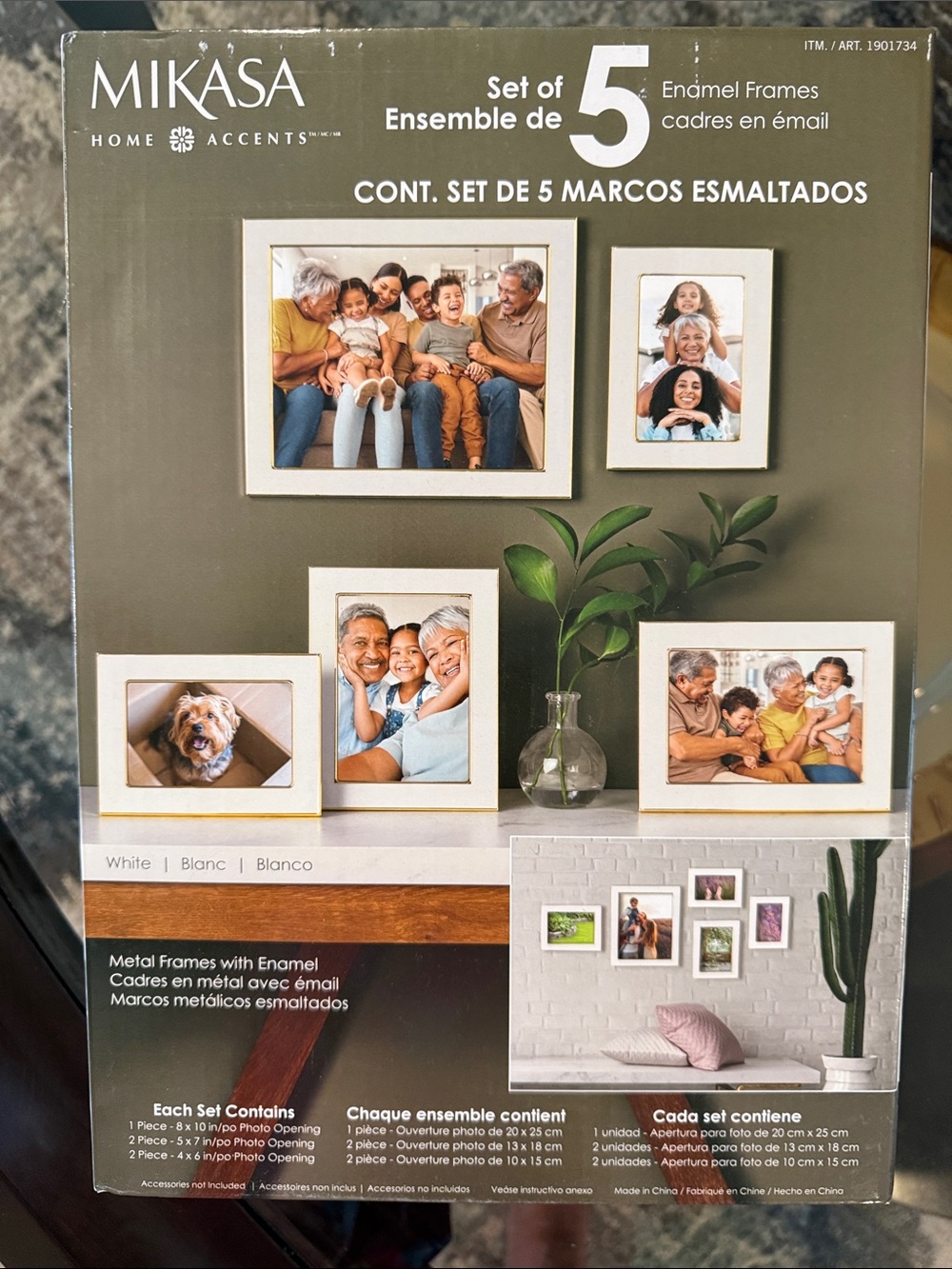 Mikasa White Enamel 5-Piece Photo Frame Set